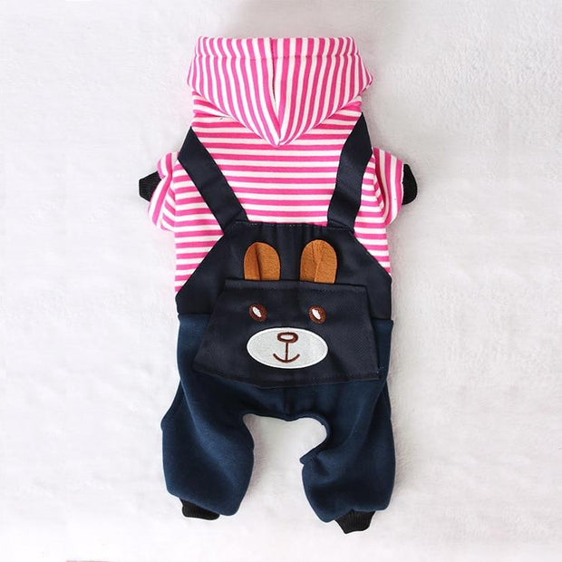 Hoodie Style Striped Dog Winter Clothes