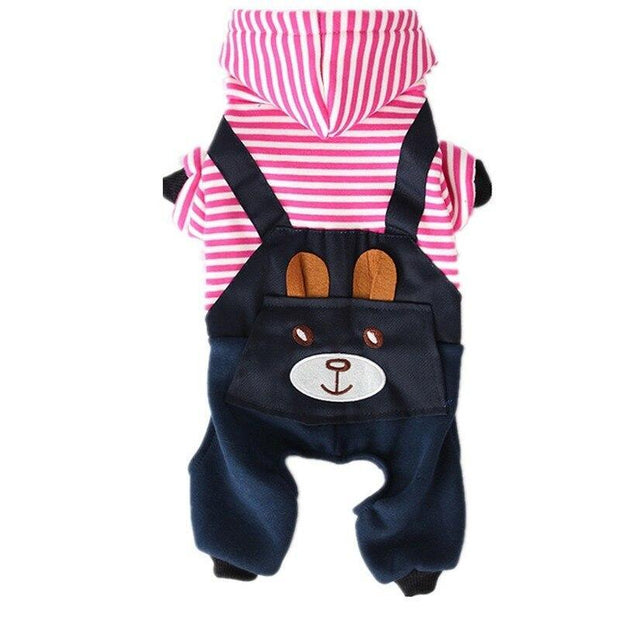 Hoodie Style Striped Dog Winter Clothes